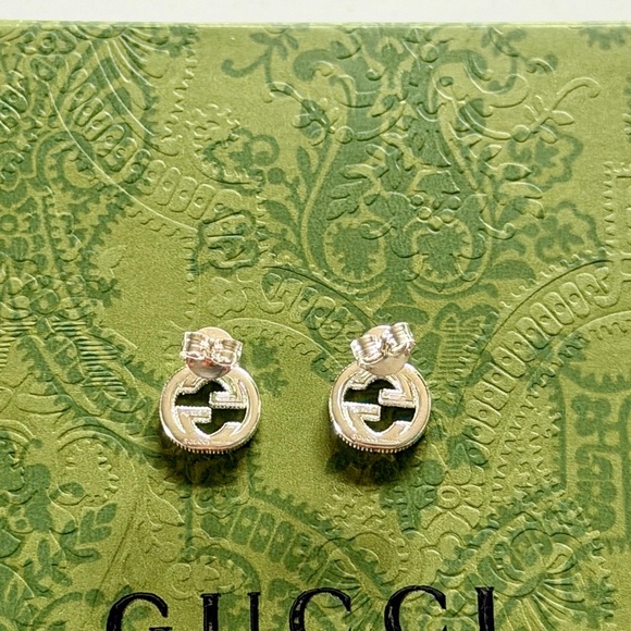 Gucci Unisex Interlocking G Logo Silver Earrings - Picture 5 of 8